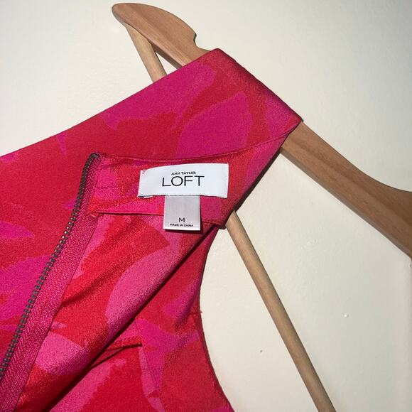 Ann Taylor Loft Medium Pink and Red Sleeveless Ruffle Blouse - Picture 5 of 7